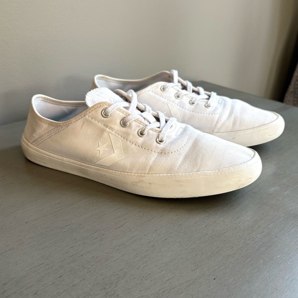 Converse Costa Women White Canvas Sneakers Trainers Size 8.5 Low Top Classic - Picture 2 of 11